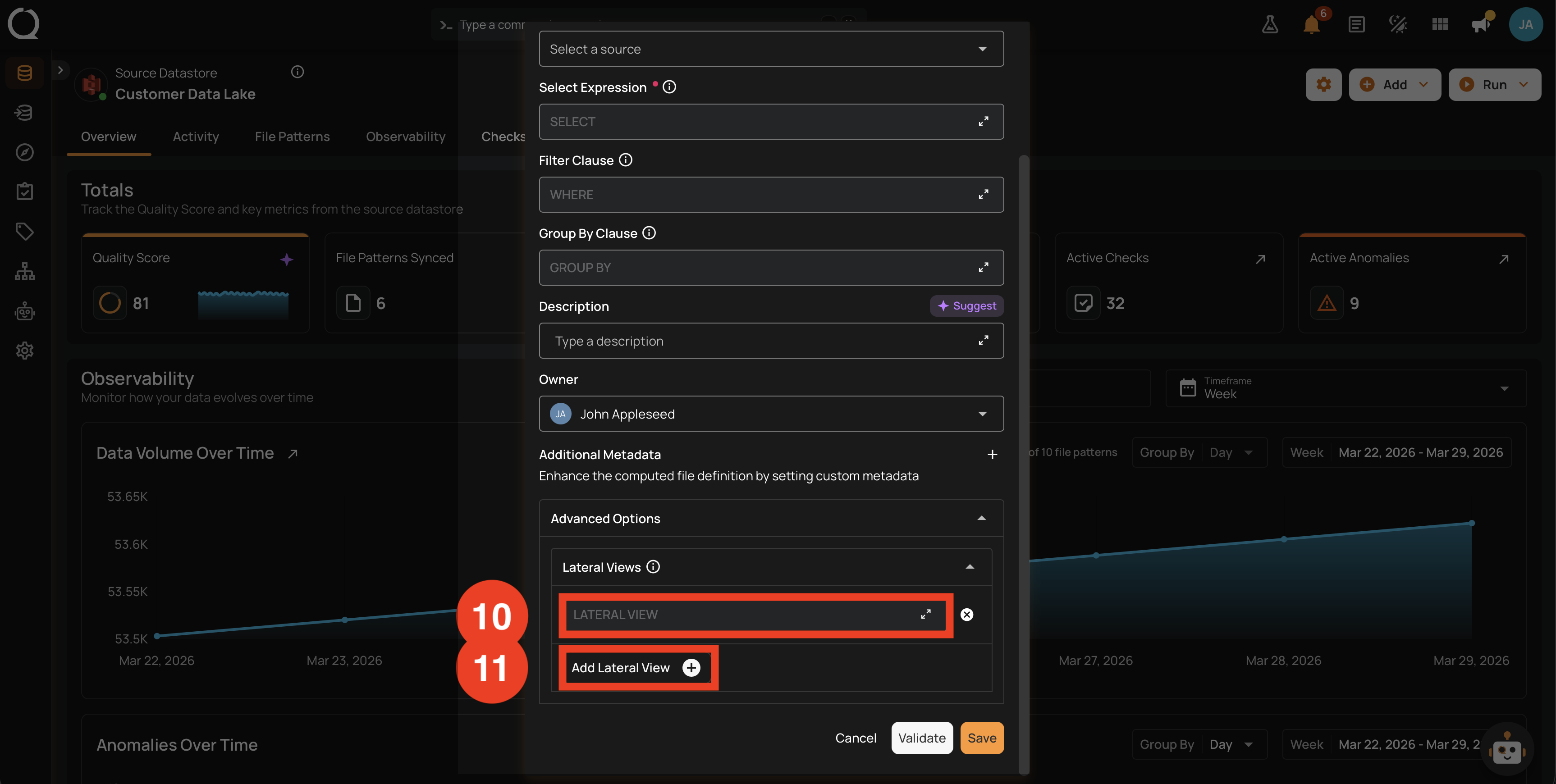 Fields reference 4: Lateral Views under Advanced Options
