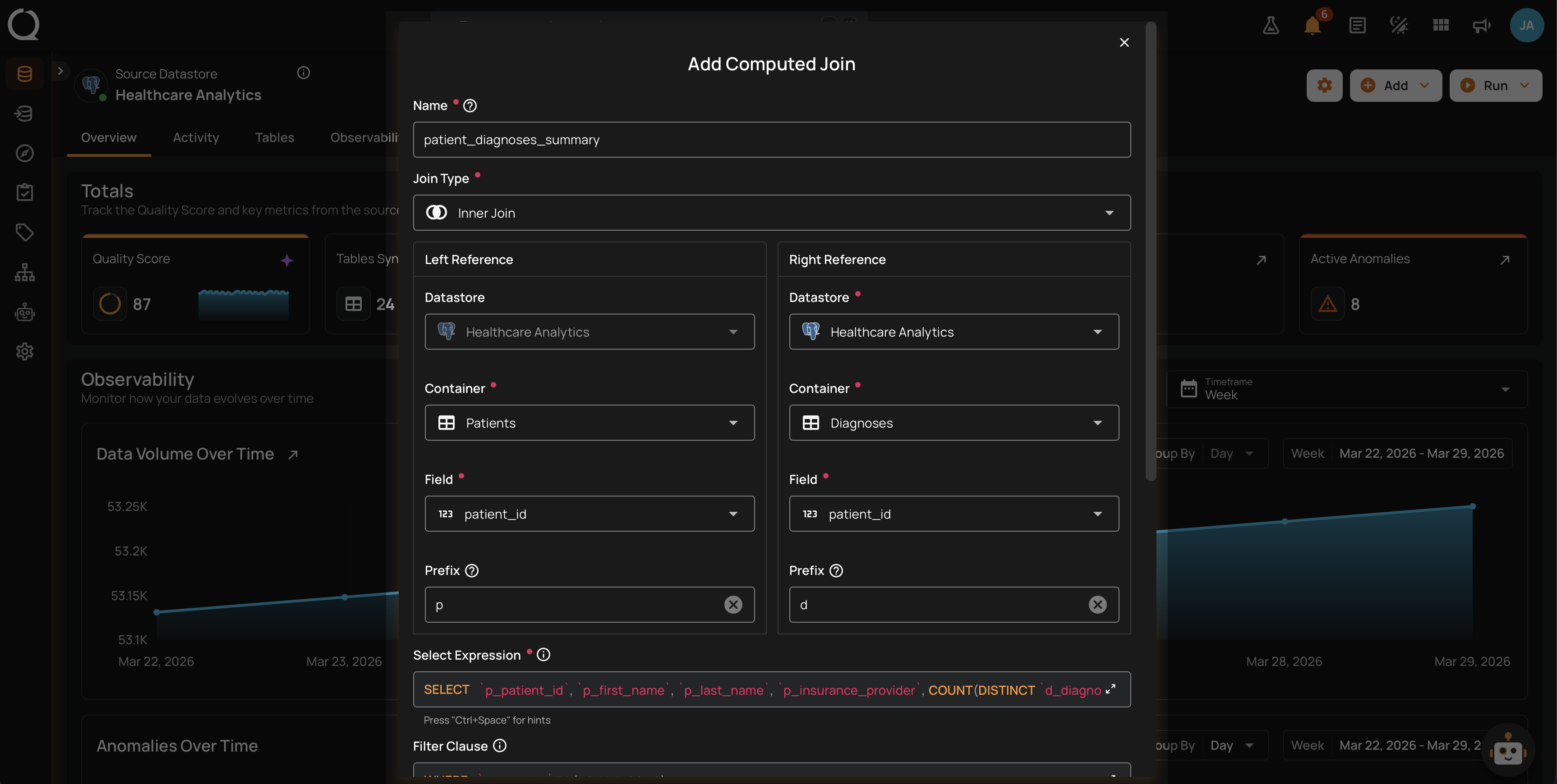 Add Computed Join form, top section