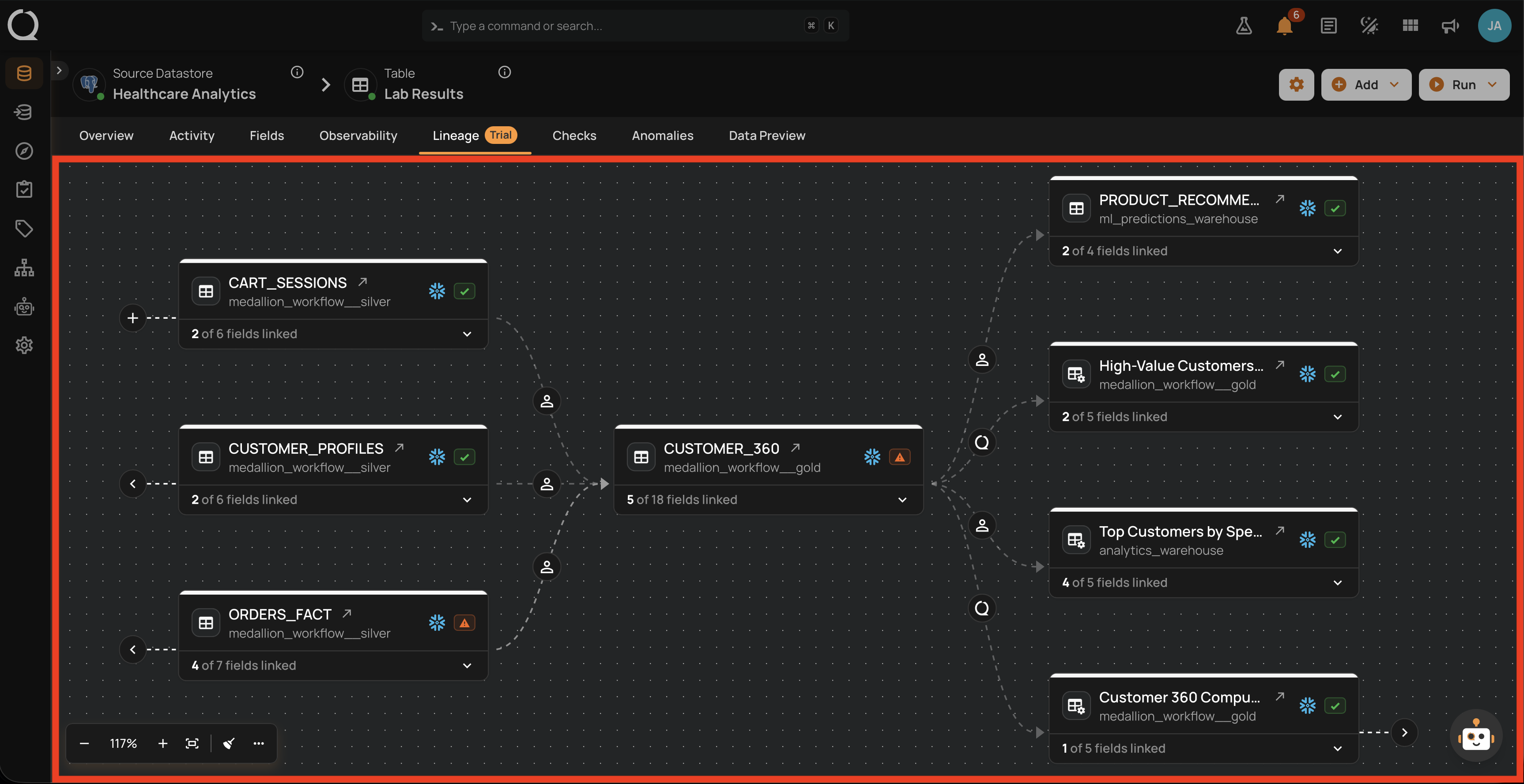 Lineage graph overview