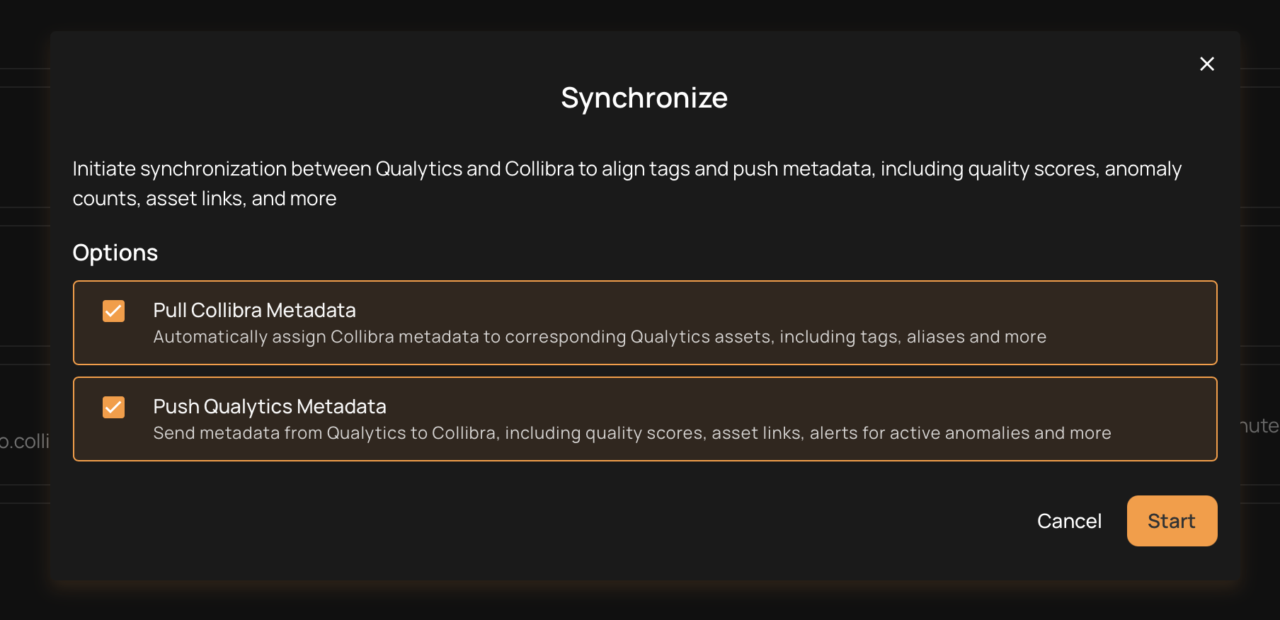 Collibra Sync Options
