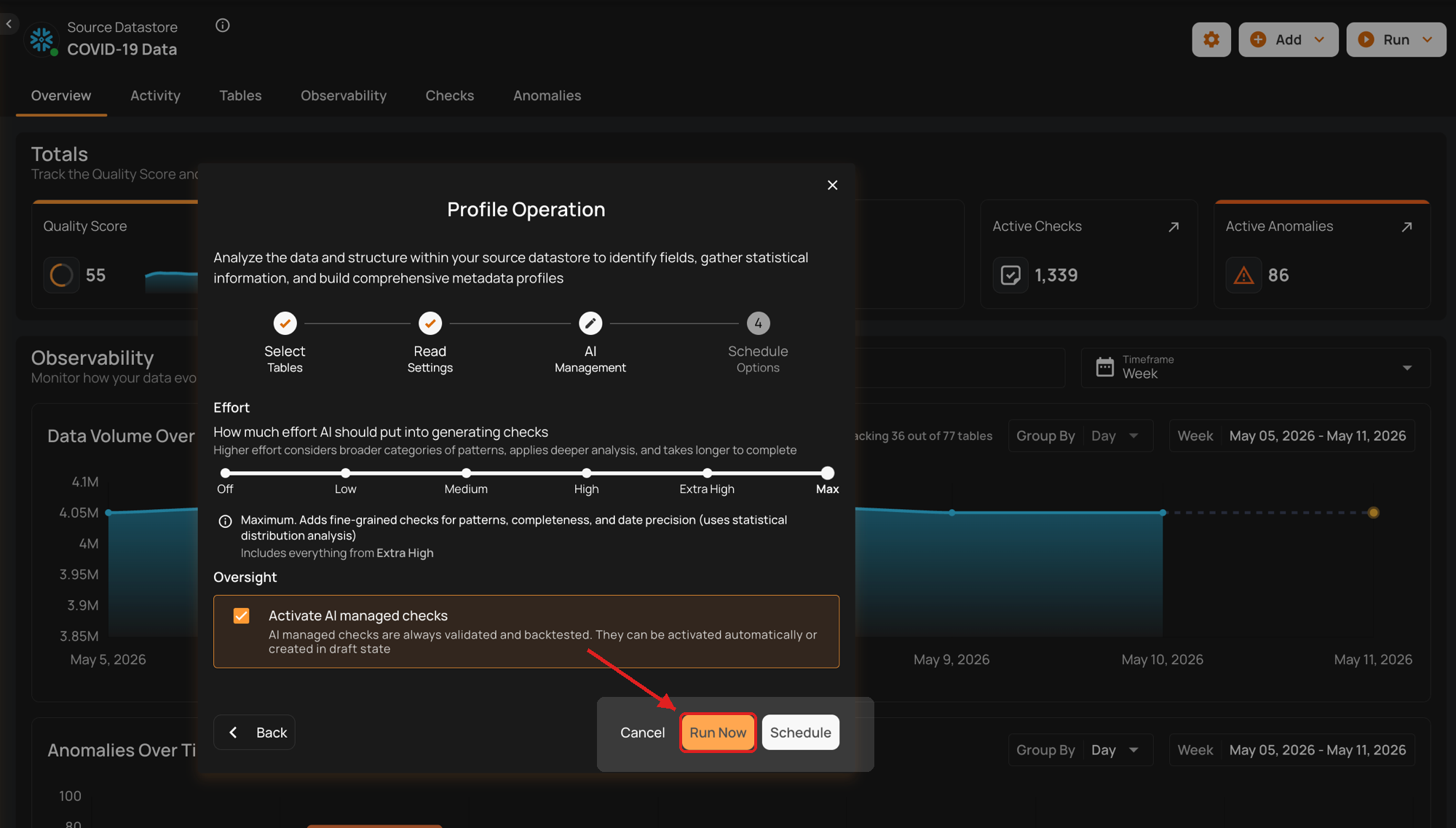 Next button to configure AI Management step