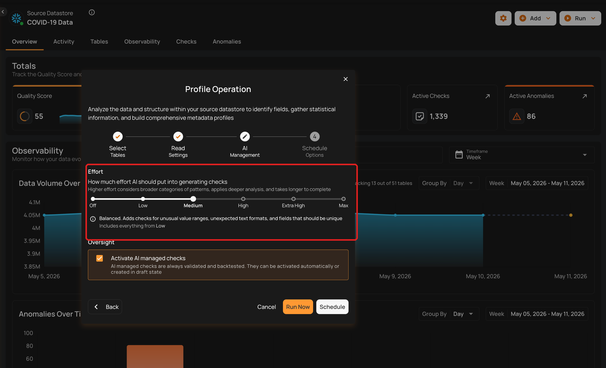 AI Effort set to Medium with value range and pattern checks