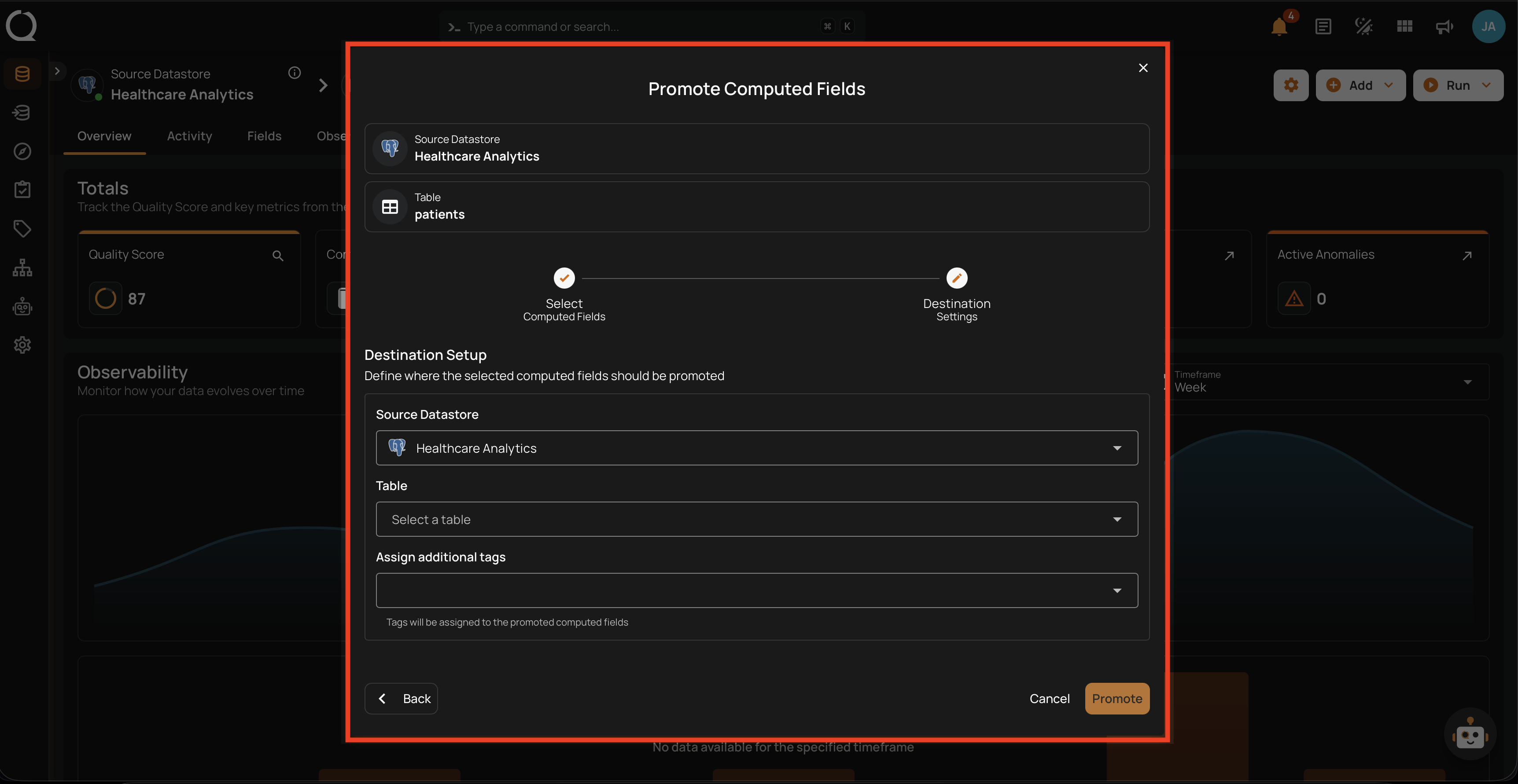 Step 8 — Destination Settings form opens