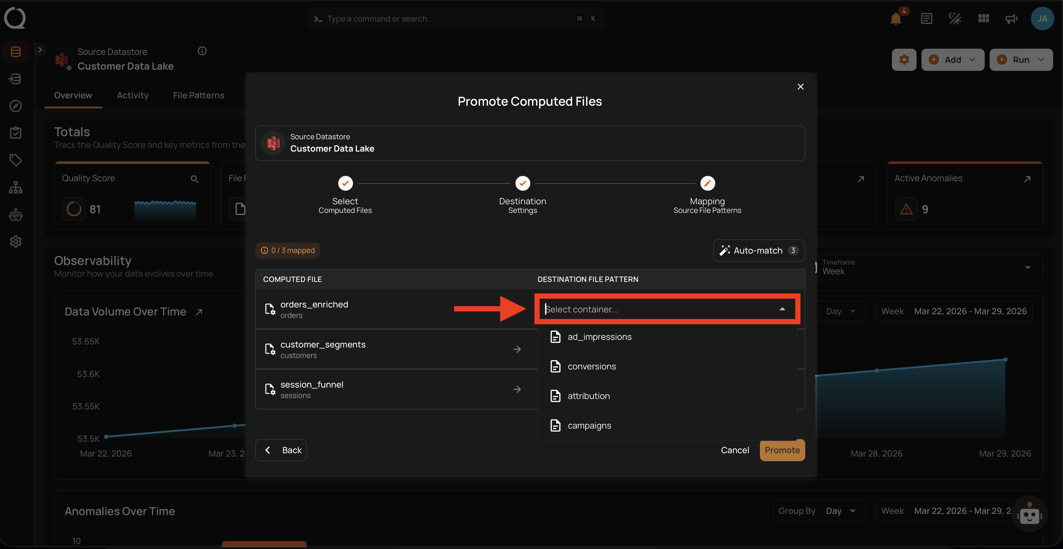 Step 9 — Manual mapping dropdown