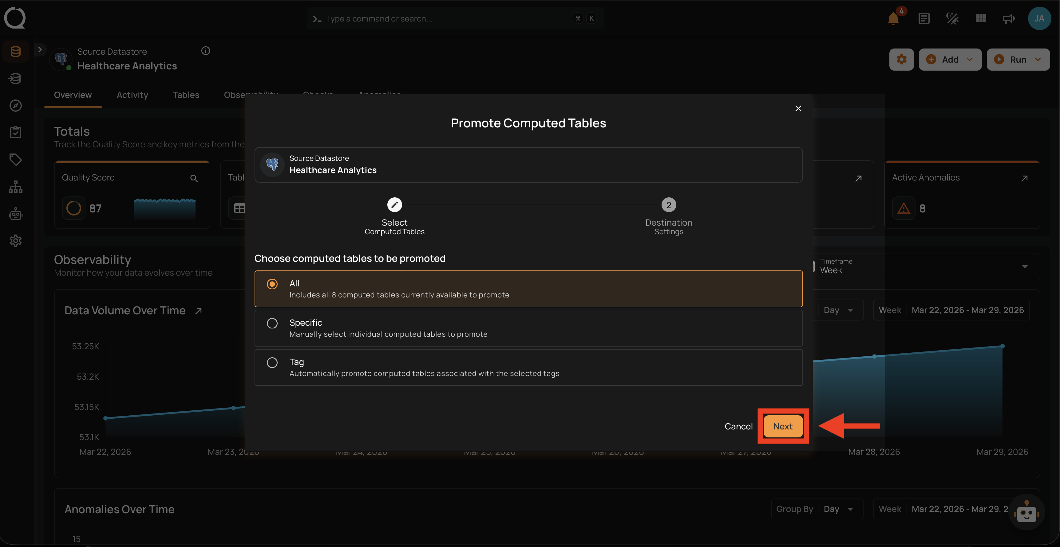 Step 7 — Click Next on Select step