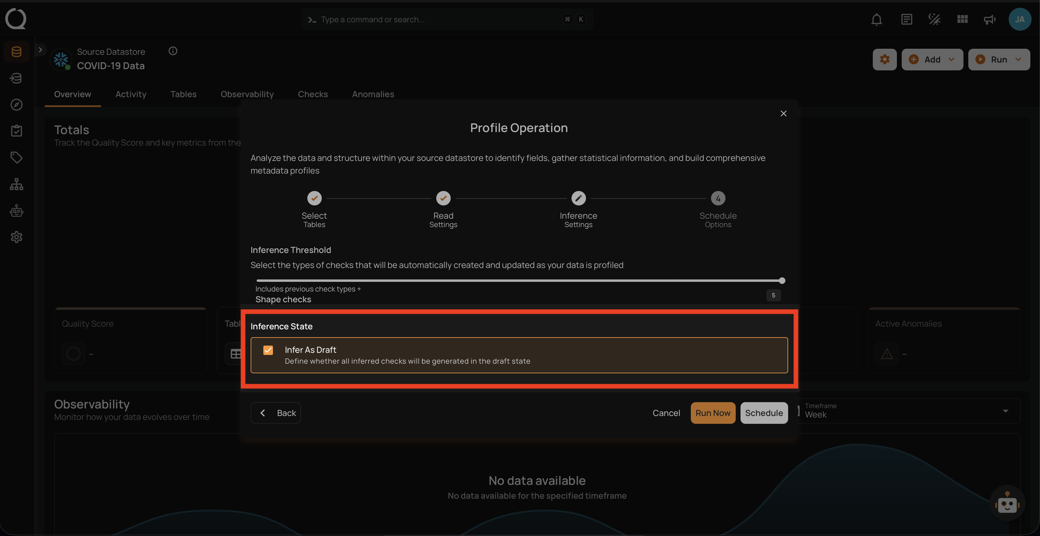 Infer as Draft checkbox option