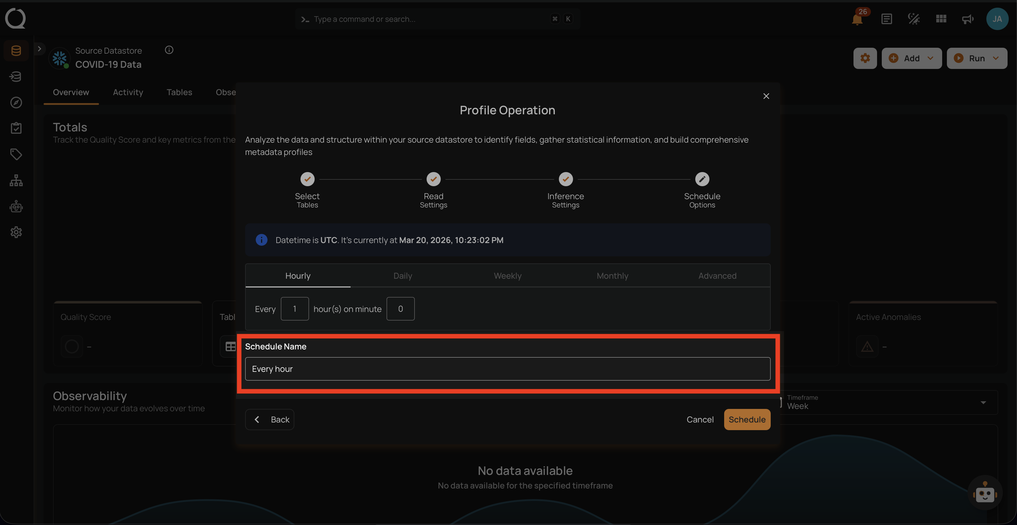 Schedule name input field