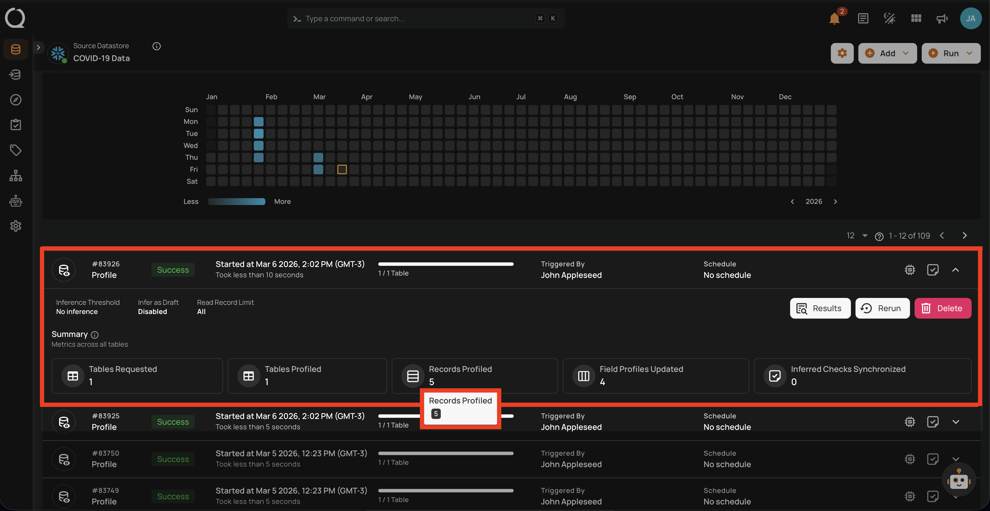 Hovering over abbreviated metrics to see full value